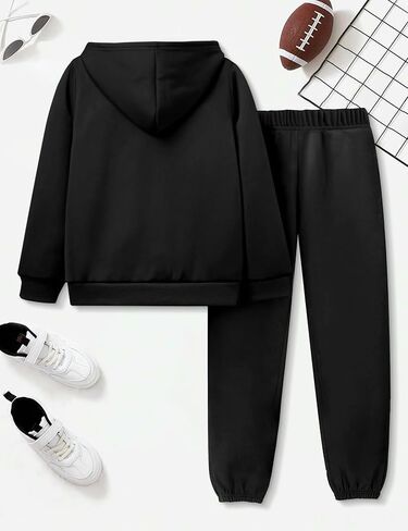 ملابس الأولاد الأكمام الطويلة صلبة الكنغر جيب هوديي والسراويل الخريف خريف الشتاء 2 قطعة من التعرق مجموعة 6-12T in Kuwait