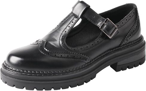 TMA EYES Women's Classic Buckles & T-Strap Platform Mid-Heel Square Heels Oxfords Dress Shoes in Saudi Arabia