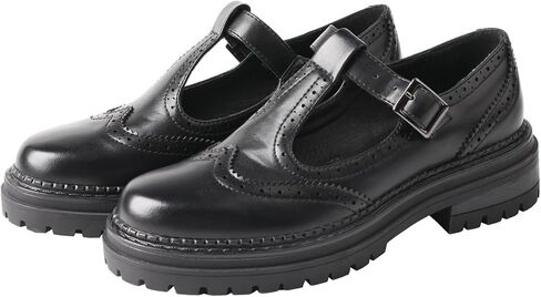 TMA EYES Women's Classic Buckles & T-Strap Platform Mid-Heel Square Heels Oxfords Dress Shoes in Saudi Arabia