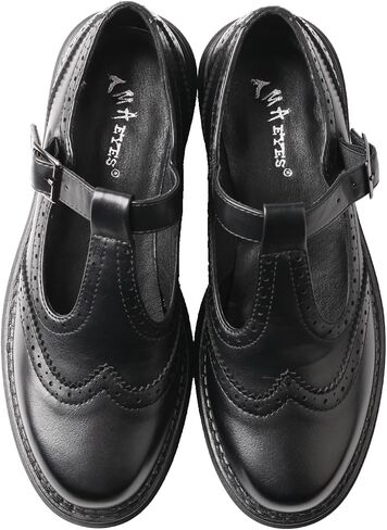 TMA EYES Women's Classic Buckles & T-Strap Platform Mid-Heel Square Heels Oxfords Dress Shoes in Saudi Arabia