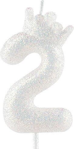 2nd Glitter White Crown Birthday Candles, Classic White Birthday Number Candle for Cake Topper Decorations Girls Wedding Anniversary Celebration Happy Party Supplies in Saudi Arabia