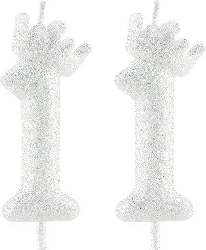 2nd Glitter White Crown Birthday Candles, Classic White Birthday Number Candle for Cake Topper Decorations Girls Wedding Anniversary Celebration Happy Party Supplies in Saudi Arabia