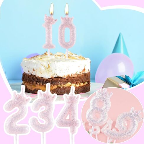2nd Glitter White Crown Birthday Candles, Classic White Birthday Number Candle for Cake Topper Decorations Girls Wedding Anniversary Celebration Happy Party Supplies in Kuwait