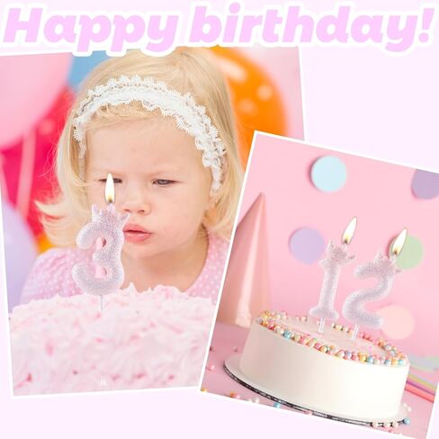 2nd Glitter White Crown Birthday Candles, Classic White Birthday Number Candle for Cake Topper Decorations Girls Wedding Anniversary Celebration Happy Party Supplies in Kuwait