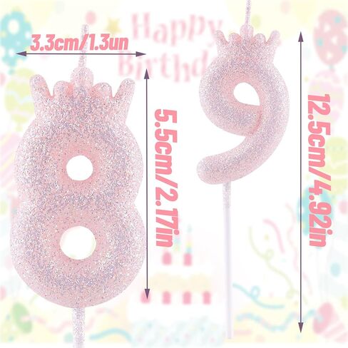 2nd Glitter White Crown Birthday Candles, Classic White Birthday Number Candle for Cake Topper Decorations Girls Wedding Anniversary Celebration Happy Party Supplies in Kuwait