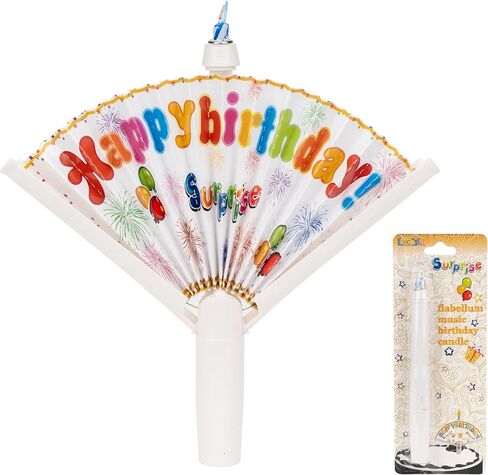 Creative Birthday Cake Candles with Fan-Shaped Banner - Unique Chinese 'Happy Birthday' Design for Candles, Gift for Celebrations (English Text) in Kuwait