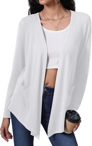 Hiyiyezi Cardigans للنساء الأكمام الطويلة الأكمام الطويلة المفتوحة مع جيوب in Kuwait