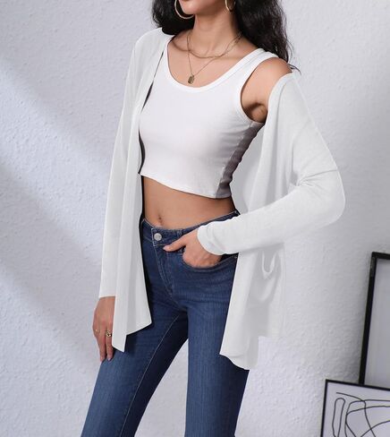 Hiyiyezi Cardigans للنساء الأكمام الطويلة الأكمام الطويلة المفتوحة مع جيوب in Kuwait