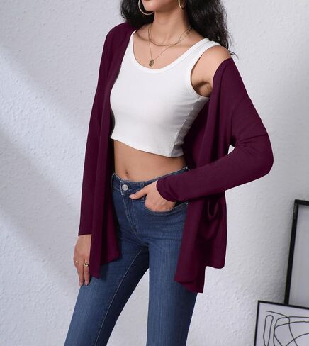 Hiyiyezi Cardigans للنساء الأكمام الطويلة الأكمام الطويلة المفتوحة مع جيوب in Kuwait