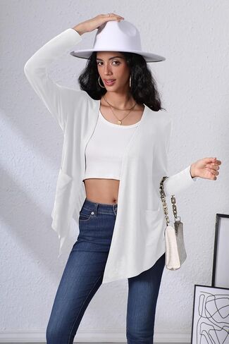 Hiyiyezi Cardigans للنساء الأكمام الطويلة الأكمام الطويلة المفتوحة مع جيوب in Kuwait