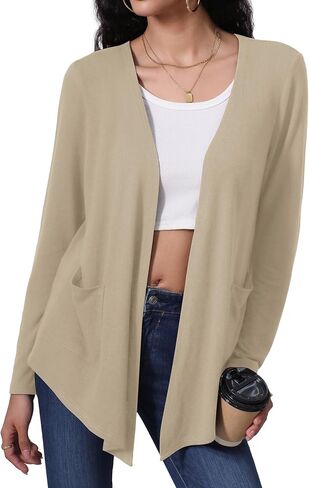 Hiyiyezi Cardigans للنساء الأكمام الطويلة الأكمام الطويلة المفتوحة مع جيوب in Kuwait