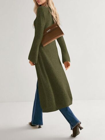 Saodimallsu Womens Long Cardigan Subsigan Subsigan Eversize Bell Sleeve Open Front Button أسفل فستان متماسكة السقوط غير الرسمي in Saudi Arabia