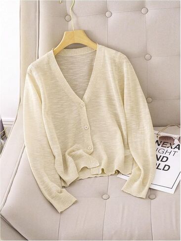 زر Oyoangle Women's Down Down Knit خفيفة الوزن كارديجان سيدات طويلة الأكمام سترة كارديجان in Saudi Arabia