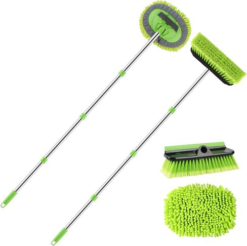 2 Pack Car Wash Brush with Long Handle, 62" Microfiber Car Wash Mop and Car Washing Brush Combo Set, Scratch-Free Soft Bristle Car Wash Mop Brushes Cleaning Kit for Exterior Car, Truck, RV, Boat in Saudi Arabia