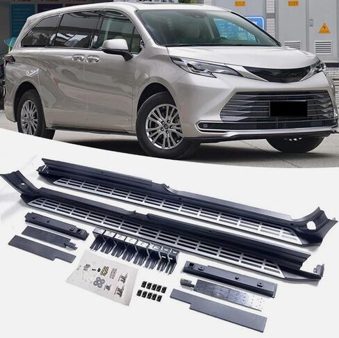 2pcs تشغيل لوحات تشغيل Sienna XL40 2021-2025 الخطوات الجانبية الكاملة للسيارة Nerf Bar ترقية جديدة مع جزيئات مضادة للانزلاق سوداء (للسيارات المخصصة فقط) in Saudi Arabia