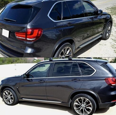 2PCS Running Boards for BMW X5 F15 2014-2018 Side Steps Complete Kit Car Nerf Bar New Upgrade Black Panel with Anti-Slip Particles Black&White(for Dedicated Vehicles only) in Saudi Arabia