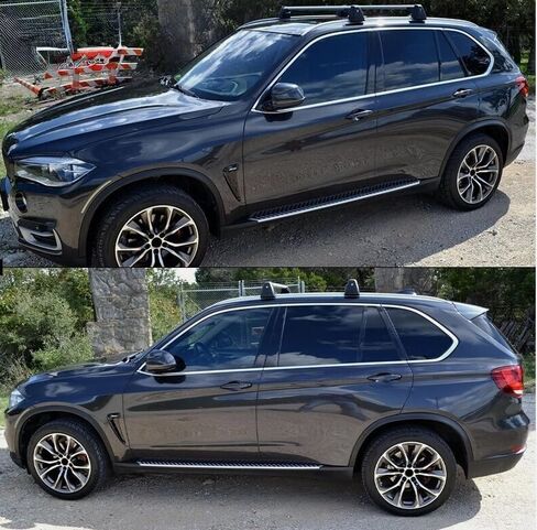 2PCS Running Boards for BMW X5 F15 2014-2018 Side Steps Complete Kit Car Nerf Bar New Upgrade Black Panel with Anti-Slip Particles Black&White(for Dedicated Vehicles only) in Saudi Arabia