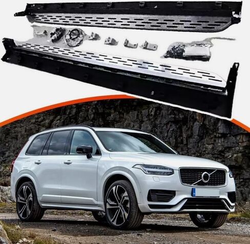 2pcs تشغيل لوحات تشغيل Volvo XC90 2016-2025 خطوات جانبية كاملة Car Nerf Bar ترقية جديدة للوحة سوداء مع شظية جزيئات مضادة للانزلاق (للسيارات المخصصة فقط) in Saudi Arabia