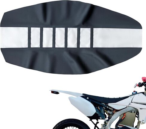 Guts Seat Cover, White Stripe Universial Dirt Bike Seat Cover Non-Slip Ribbed Rubber Seat Covers for Motorcycle Motorcross Enduro, Black in Saudi Arabia