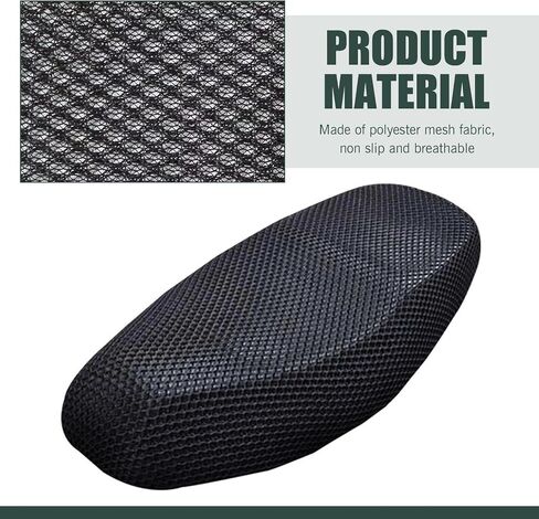 Motorcycle Seat Cover, Honeycomb Breathable Heat-insulating Sun-proof Seat Pad, Fully Covered Velcro-mounted Deatchable and Cleanable Anti-scratch Protector, for Most Motorcycles (Black #L) in Saudi Arabia