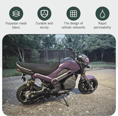Motorcycle Seat Cover, Honeycomb Breathable Heat-insulating Sun-proof Seat Pad, Fully Covered Velcro-mounted Deatchable and Cleanable Anti-scratch Protector, for Most Motorcycles (Black #L) in Saudi Arabia