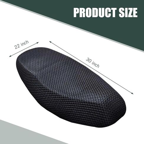 Motorcycle Seat Cover, Honeycomb Breathable Heat-insulating Sun-proof Seat Pad, Fully Covered Velcro-mounted Deatchable and Cleanable Anti-scratch Protector, for Most Motorcycles (Black #L) in Saudi Arabia
