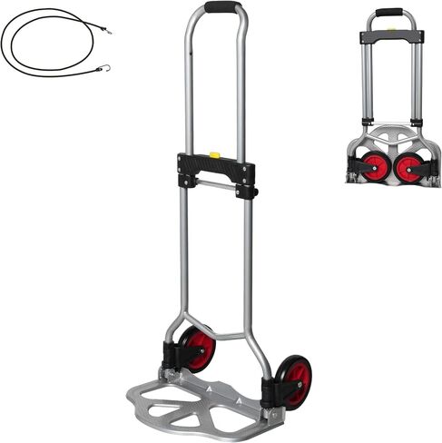 عربة Dolly Truck Truck القابلة للطي ، عربة يد من الألومنيوم المحمولة مع مقبض تلسكوب وعجلات PP+EVA ، مضغوطة وسهلة للتخزين للتنقل والتسوق والمكتب واستخدام السفر in Saudi Arabia