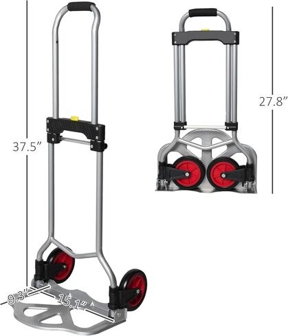 عربة Dolly Truck Truck القابلة للطي ، عربة يد من الألومنيوم المحمولة مع مقبض تلسكوب وعجلات PP+EVA ، مضغوطة وسهلة للتخزين للتنقل والتسوق والمكتب واستخدام السفر in Saudi Arabia