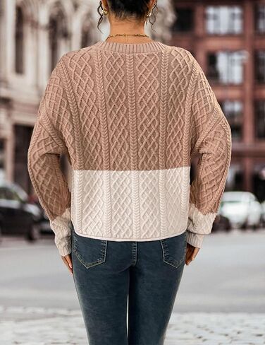 BB&KK Cardigan Sweaters for Women Color Block Button Up 2025 Fall Long Sleeve Chunky Knit Open Front Cropped Sweater Outfits in Saudi Arabia
