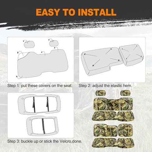 BORDAN UTV Waterproof Seat Cover for 2017-2021 Polaris Ranger XP 1000, Heavy Duty 1680D Camo Seat Covers for UTV Polaris Ranger 1000 2020-2025 Full Protection Outdoor(3 PCS) in Saudi Arabia