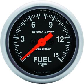 Auto Meter 3361 Sport-Comp Electric Fuel Pressure Gauge, 2-1/16" (52.4mm)