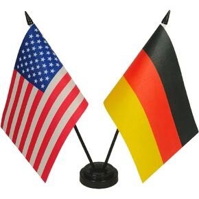 US American & Germany Friendship Table Flag, German USA Desk Flag, German Flags For Room Display,American & German Twin Desk Flag Set-Miniature American & German Combination Flag