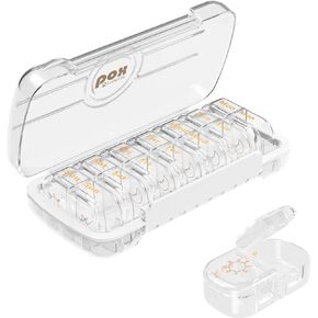 منظم وموزع حبوب الدواء الأسبوعي من HBlife مرتين في اليوم، حاوية صندوق حبوب السفر يوميًا صباحًا ومساءًا 7 أيام للفيتامينات والأدوية والمكملات الغذائية وزيت السمك، حافظة مقسمة طبية مقاومة للغبار (شفاف) in Kuwait