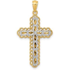 Charm Pendant 14K Two-Tone Gold 34 mm 18.5 Y W Polished 2 Level Cross