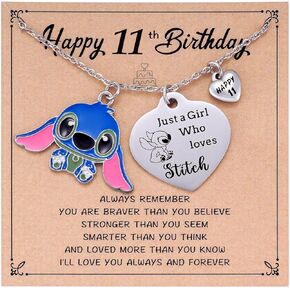 Stitch Birthday Necklace for 3 4 5 6 7 8 9 10 11 12 13 14 15 16 Year Old Girls, Lilo and Stitch Stuff Birthday Gifts for Daughter Granddaughter Sister Friends