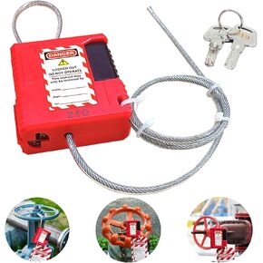 Lockout Tagout Cable Lock - 3.3ft Adjustable Cable Lock, Steel Cable Lock with Vinyl Coating, Loto Cable for Lock Out Tag Out, Premium Grade, OSHA Compliant 0.16" Diameter,