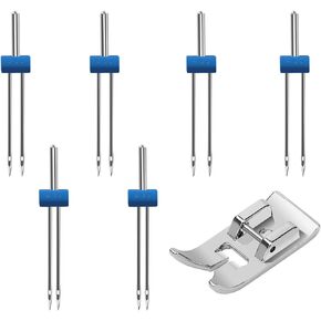 6 Pack Double Sewing Machine Needles Twin Stretch Needles in Plastic Box for Household Sewing Machine with a Presser Foot, 3 Sizes Mixed 2.0/90, 3.0/90, 4.0/90