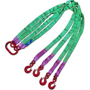 Two Leg Bridle Web Sling 6.5ft 4410lb Web Slings Belt Type with hook2.0 m 2000 kg Lightweight and Flexible Capacity Steel Sling[2leg 2.0 t]