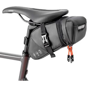 Bike Seat Bag, Water-resistant Bicycle Saddle Bag, Expandable Capacity Cycling Under Seat Pouch 1.5-2L, Bike Seat Pack for Mountain Road Bikes and Commuter