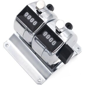2-Unit Desktop Mechanical Tally Counter Clicker with Base Mount, Resettable Manual 4 Digit Counter Mount Stand