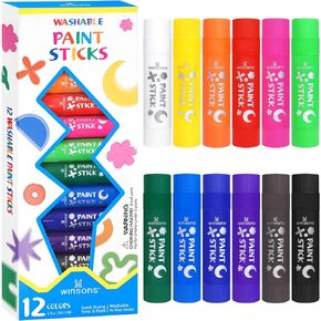 Tempera Paint Sticks,18 Vibrant Colors Washable Paint Sticks For Kids, Quick Drying, Non-Toxic, Suitable for Paper, Wood, Canvas, and Fabric, Mess-Free Art Supplies