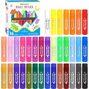 Tempera Paint Sticks,18 Vibrant Colors Washable Paint Sticks For Kids, Quick Drying, Non-Toxic, Suitable for Paper, Wood, Canvas, and Fabric, Mess-Free Art Supplies