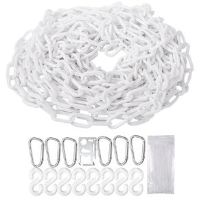 Plastic Chain Links Plastic Barrier Chain for Crowd Control Barriers Parking Barrier Safety Chain Plastic Halloween Chain, White, 32 50 65 feet