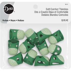 Dritz Soft Comfort, Medium, Green, 12 pc Thimbles, Count