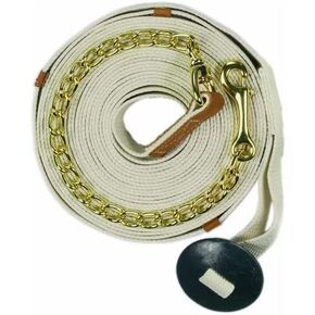 Equestrian XL Natural Cotton Web Lunge Line w/Chain and Donut - 35 Ft - Training or Lungeing Aid for Horse