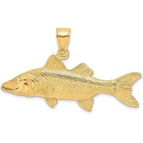 14K Yellow Gold 3-D Snook Fish Charm - 15.25mm