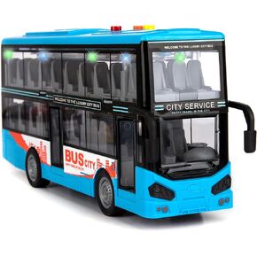 ArtCreativity Double Decker Bus Toy with Lights & Sounds - Friction Powered Bus Toy for Kids with Indoor Ceiling Lights and 4 Different Sounds - Doors Open - Gift for Kids Ages 3-8