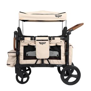 Keenz VYOO Stroller Wagon with Canopy - Foldable Design for Easy Storage, 5 Seating Positions for Kids, Enhanced Child Safety, All-Terrain Mobility, 4-Passangers, Mocha