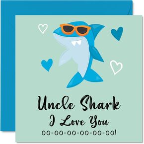 Birthday Cards for Daddy - Daddy Shark - Fathers Day Card from Daughter Son, Happy Birthday Daddy, Toddler Baby 1st Father's Day, 145mm Seasonal Dad Papa Funny Greeting Cards