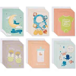 American Greetings Baby Shower Thank You Cards with Envelopes, Giraffe, Elephant and Lion (50-Count)